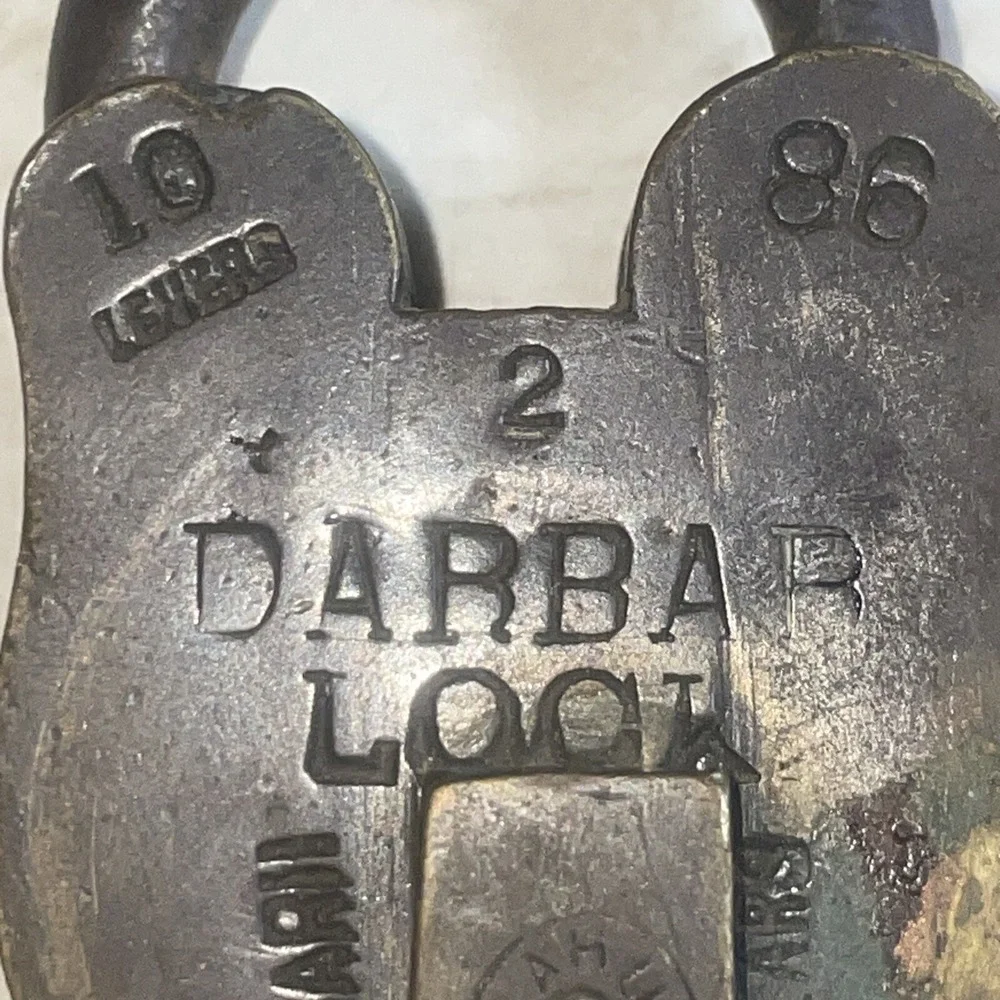 WORKING Vintage Brass & Steel 10 Lever Padlock And Key‎ Darbar Lock Salahuddin